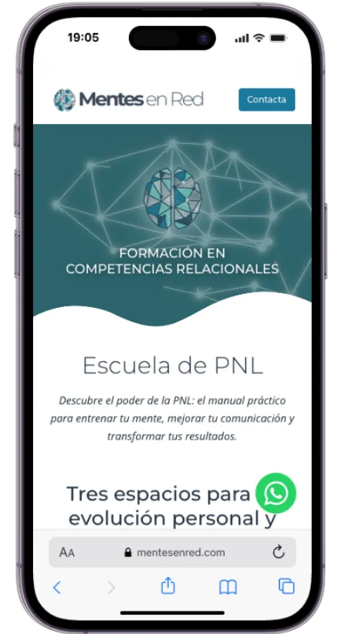 Desarrollo web responsivo para Mentes en Red Escuela de PNL en Asturias