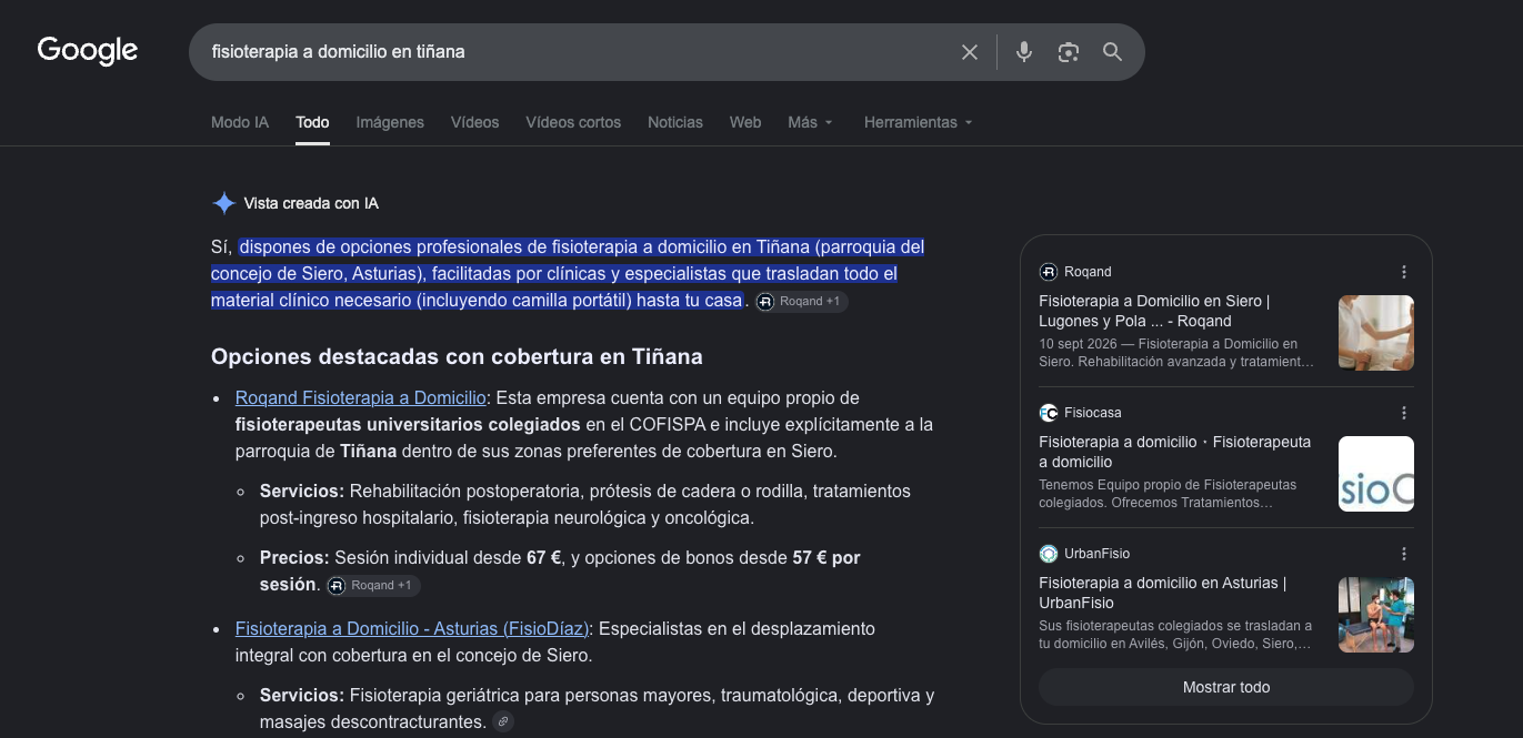 Fisioterapia a domicilio en Tiñana